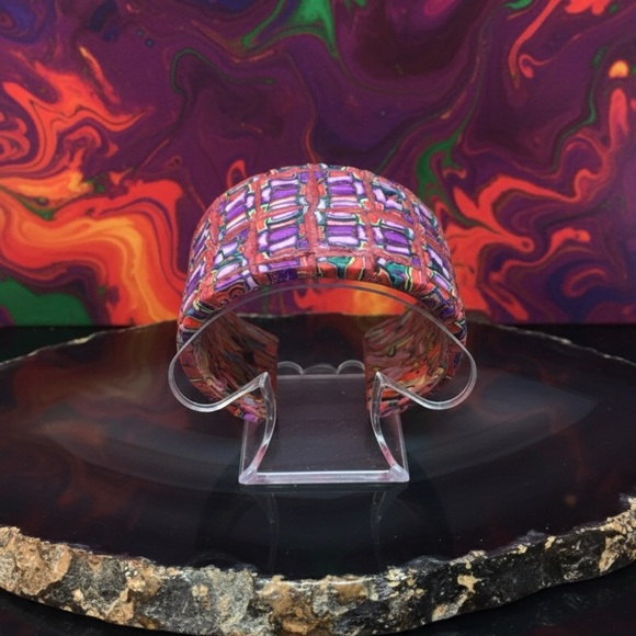 Artisan Handcrafted Millefiori Polymer Clay Cuff Bracelet - Picture 5 of 7